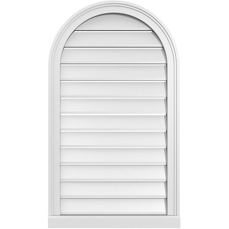Ekena Millwork Round Top Surface Mount PVC Gable Vent: Functional, w/ 2"W x 2"P Brickmould Sill Frame, 22"W x 38"H GVPRT22X3803SF